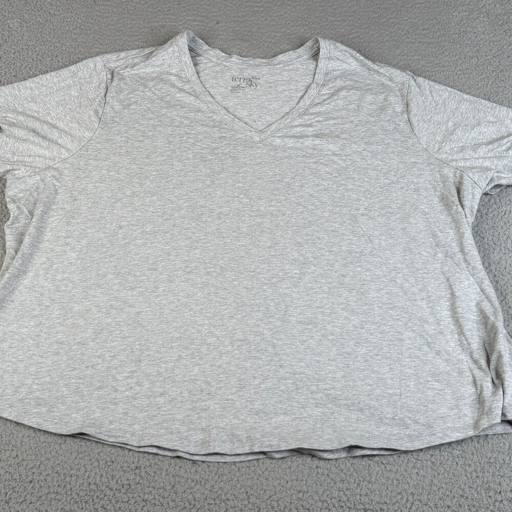 TERRA & SKY T Shirt Womens 4X Gray V Neck Short Sleeve Plus Size Pima Cotton